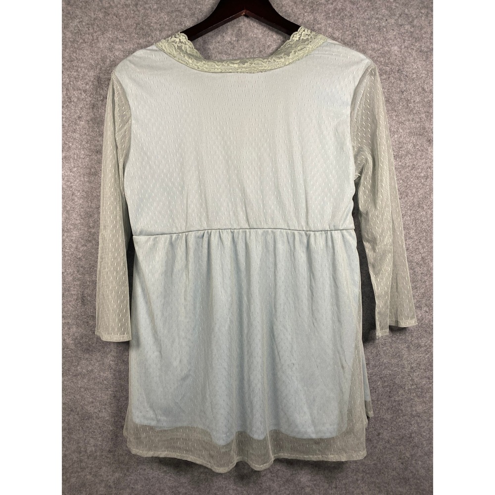 Suzanne Betro Womens Light Blue Lace Trim Empire Waist Tunic Top U8502250 L NWT